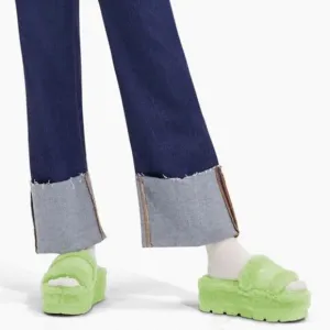 UGG Fluffita Clear Lime Green Sheepskin Fluffy Sandals
