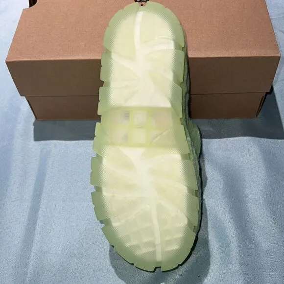 UGG Fluffita Clear Lime Green Sheepskin Fluffy Sandals