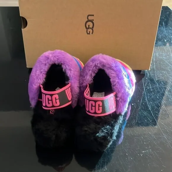 UGG Fluff yeah faux fur slingback colorful sandals 7