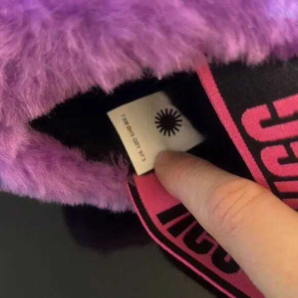 UGG Fluff yeah faux fur slingback colorful sandals 7
