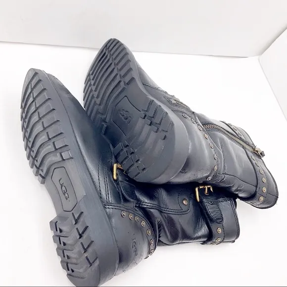 {UGG}Jamie Leather Riveted Combat Boots