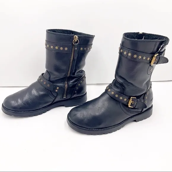 {UGG}Jamie Leather Riveted Combat Boots