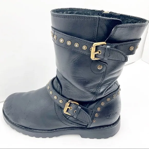 {UGG}Jamie Leather Riveted Combat Boots