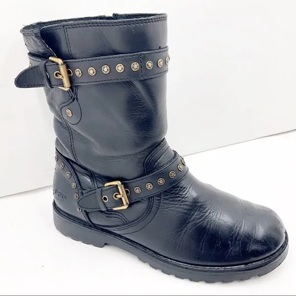 {UGG}Jamie Leather Riveted Combat Boots