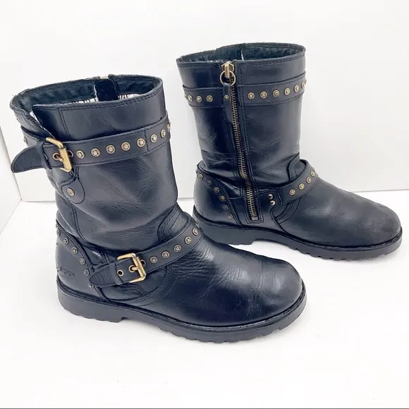 {UGG}Jamie Leather Riveted Combat Boots