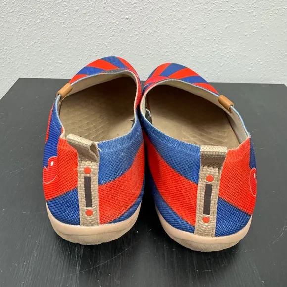 UIN Eye of Sun Loafer Shoes Womens 7 Red Blue Knitted Art Comfort Casual Travel
