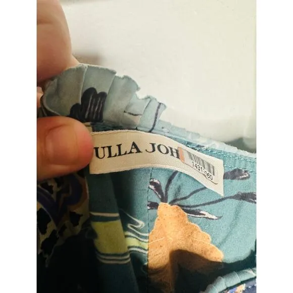ULLA JOHNSON Green Lune Floral Tiered Ruffled Tied Straps Midi Dress Size 0
