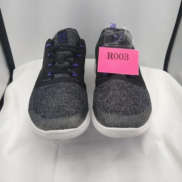 UnderArmour 5Wmns 7Y Sport  LaceUp Black Purple Knit Neoprene Camo Sole Sneakers