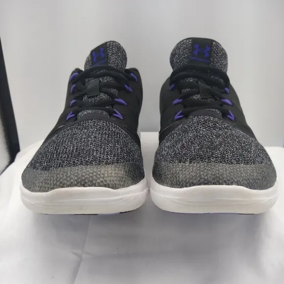 UnderArmour 5Wmns 7Y Sport  LaceUp Black Purple Knit Neoprene Camo Sole Sneakers
