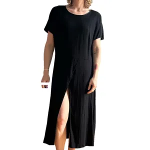 Universal Standard Sz S Black Relaxed High Slit Midi Dress