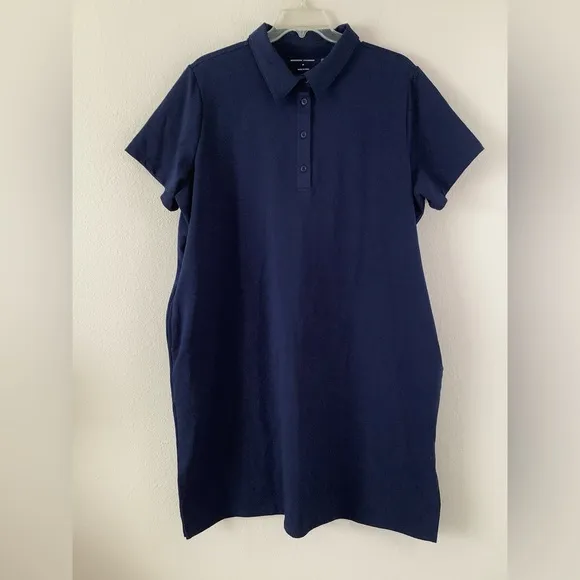 UNIVERSAL STANDARD Varsity French Terry Polo Dress Blue M 18-20 NEW Sporty
