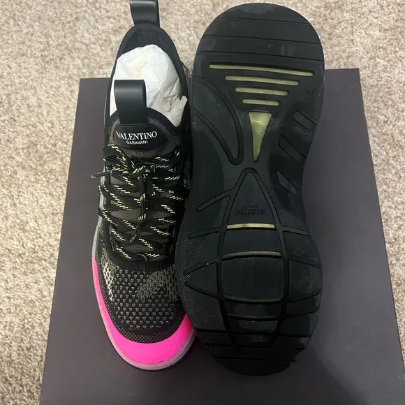Valentino Mens Black and Pink Camo Sneakers