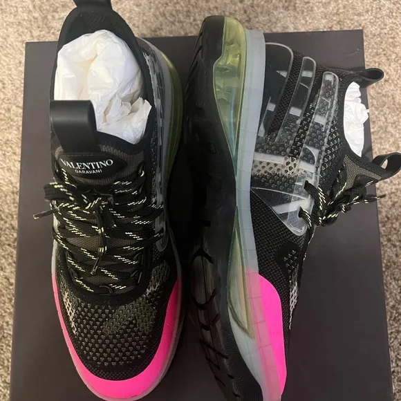 Valentino Mens Black and Pink Camo Sneakers
