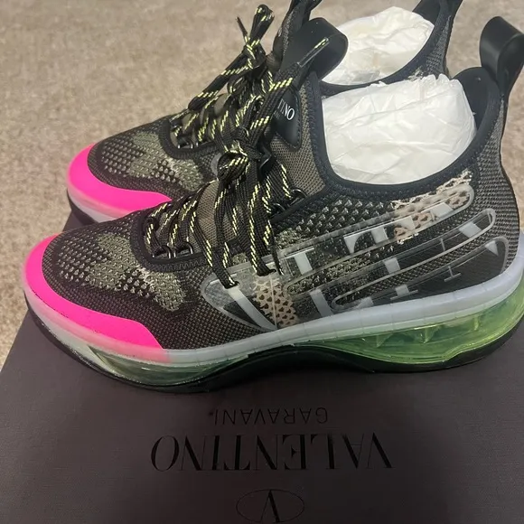 Valentino Mens Black and Pink Camo Sneakers