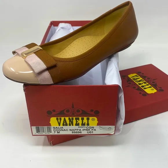 VANELI Salia Cognac Nappa Pink Ballet Flat Slight Heel Padded Women’s Size 7M