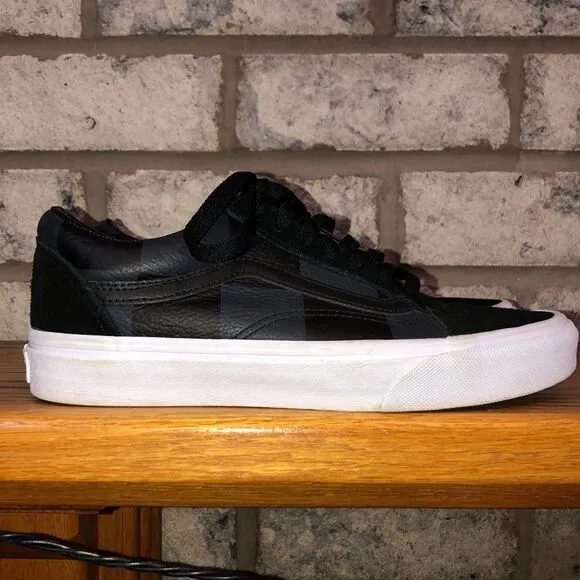 Vans 6 Era Unisex Lace Leather Checkers Suede White Sole Asphalt Black Sneakers
