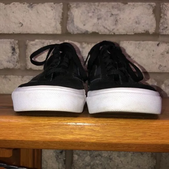 Vans 6 Era Unisex Lace Leather Checkers Suede White Sole Asphalt Black Sneakers