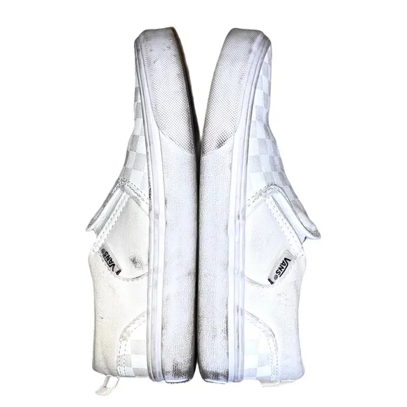 VANS Asher White Check Slip On Sneaker Youth Size 3