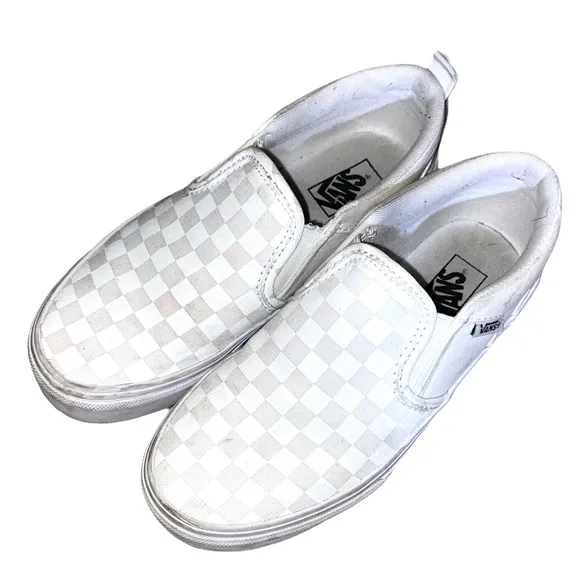 VANS Asher White Check Slip On Sneaker Youth Size 3
