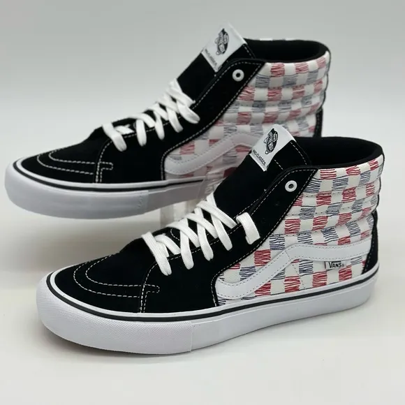 Vans Black and Red Checkered Sneakers