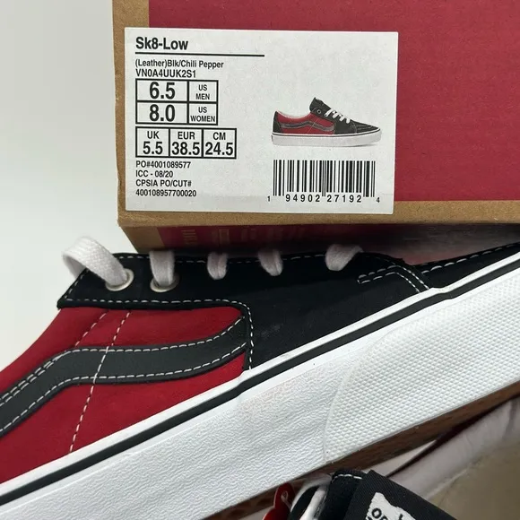 Vans Black and Red Sneakers