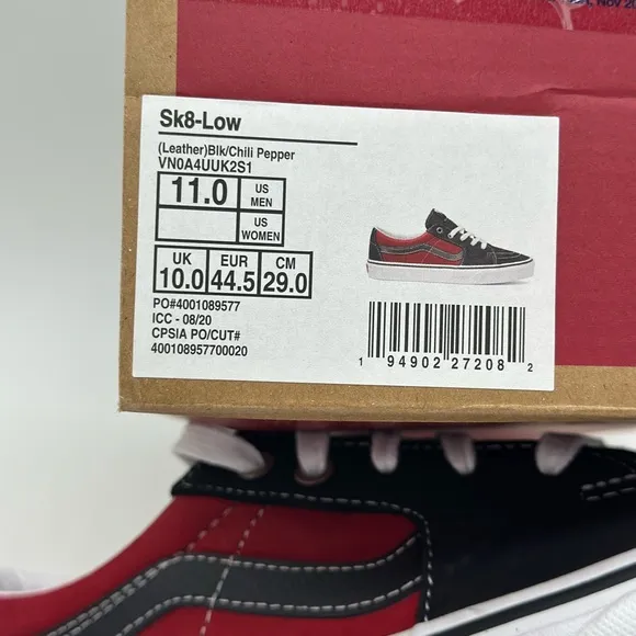 Vans Black and Red Sneakers