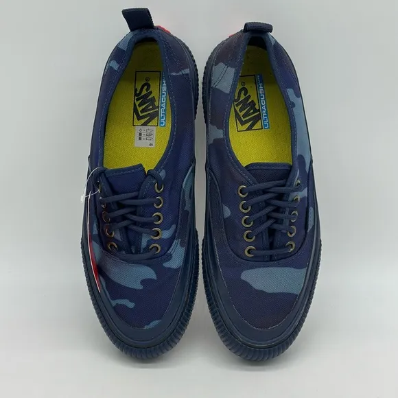 Vans Blue and Black Sneakers with Canvas Material and Low-Top Design