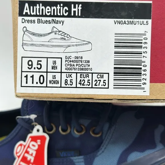 Vans Blue and Black Sneakers with Canvas Material and Low-Top Design