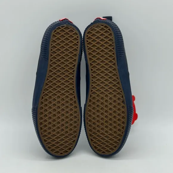Vans Blue and Black Sneakers with Canvas Material and Low-Top Design