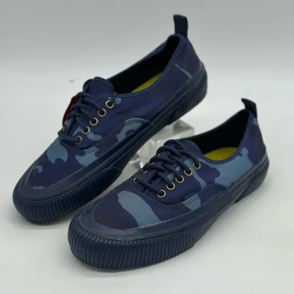 Vans Blue and Black Sneakers with Canvas Material and Low-Top Design