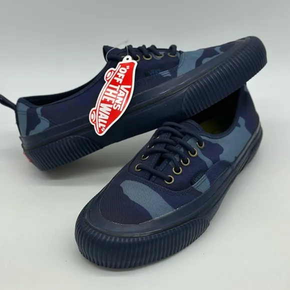 Vans Blue and Black Sneakers with Canvas Material and Low-Top Design