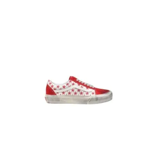 Vans Leather Rubber Sole Shoes Women Red Sneakers