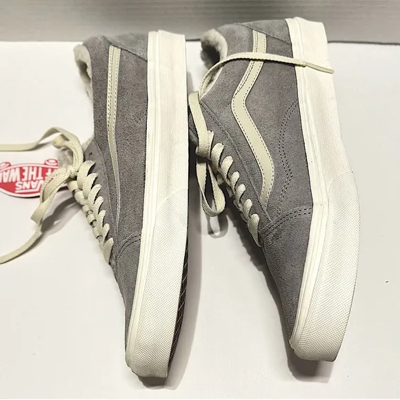 Vans Men’s  Old Skool Cozy Hug Drizzle Marshmallow Sherpa Sneakers Gray Sz 9.5