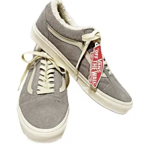 Vans Men’s  Old Skool Cozy Hug Drizzle Marshmallow Sherpa Sneakers Gray Sz 9.5
