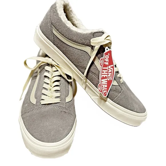 Vans Men’s  Old Skool Cozy Hug Drizzle Marshmallow Sherpa Sneakers Gray Sz 9.5