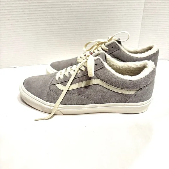 Vans Men’s  Old Skool Cozy Hug Drizzle Marshmallow Sherpa Sneakers Gray Sz 9.5