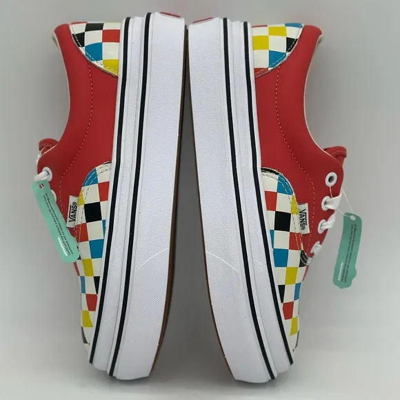 Vans Red and Blue Checkered Sneakers Vibrant Design