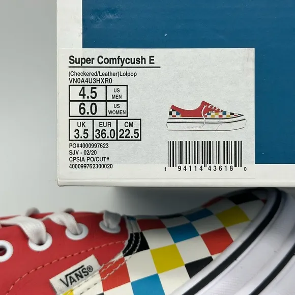 Vans Red and Blue Checkered Sneakers Vibrant Design