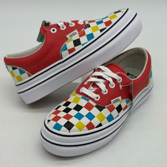 Vans Red and Blue Checkered Sneakers Vibrant Design