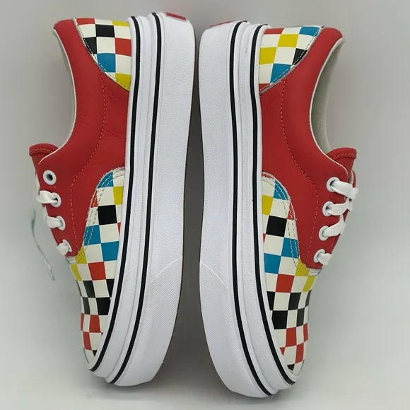 Vans Red and Blue Checkered Sneakers Vibrant Design