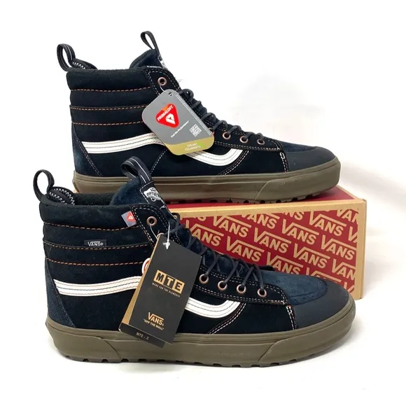 VANS Sk8-Hi MTE-2 Shoes High Top Black Khaki Suede Women’s Boots VN0A5KYCZF5