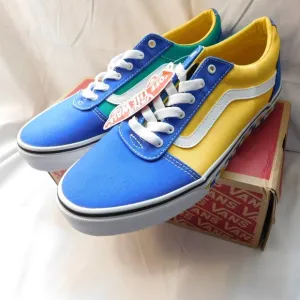 Vans Ward Sneakers Blue Yellow Green Check Big Kids Size 7 NEW in Box