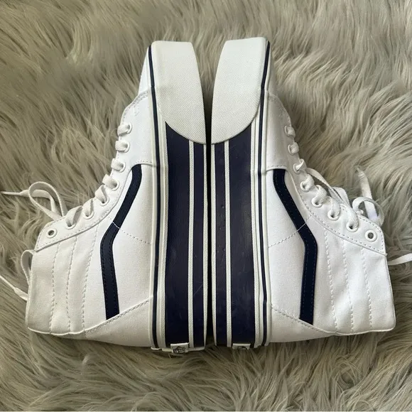 VANS White &amp; Navy Sk8-Hi Tapered Stackform Sneakers 9 Men and 10.5 Women NWOB