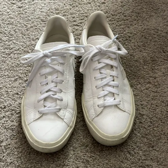 Veja White and Cream Sneakers with Minimalist Design and Thick Sole