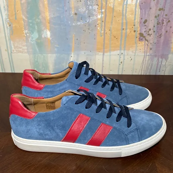 VellaPais Duboce Fine Blue Suede Leather Cool Casual Lace up Sneakers Mens 11