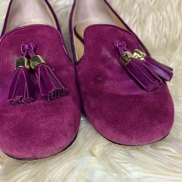 Vero Cuoio Purple Red Suede Slip On Flats with Tasle​​