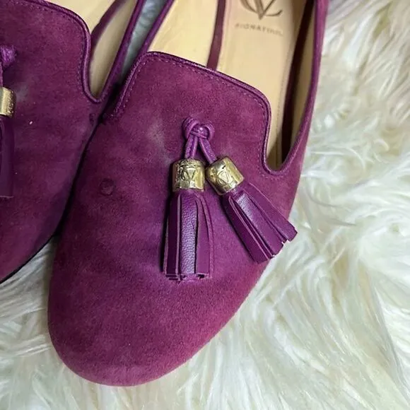 Vero Cuoio Purple Red Suede Slip On Flats with Tasle​​
