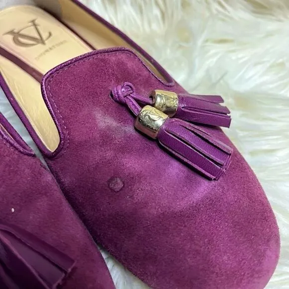 Vero Cuoio Purple Red Suede Slip On Flats with Tasle​​