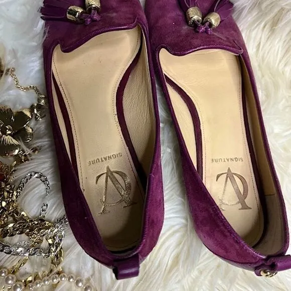 Vero Cuoio Purple Red Suede Slip On Flats with Tasle​​