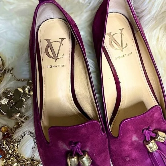 Vero Cuoio Purple Red Suede Slip On Flats with Tasle​​